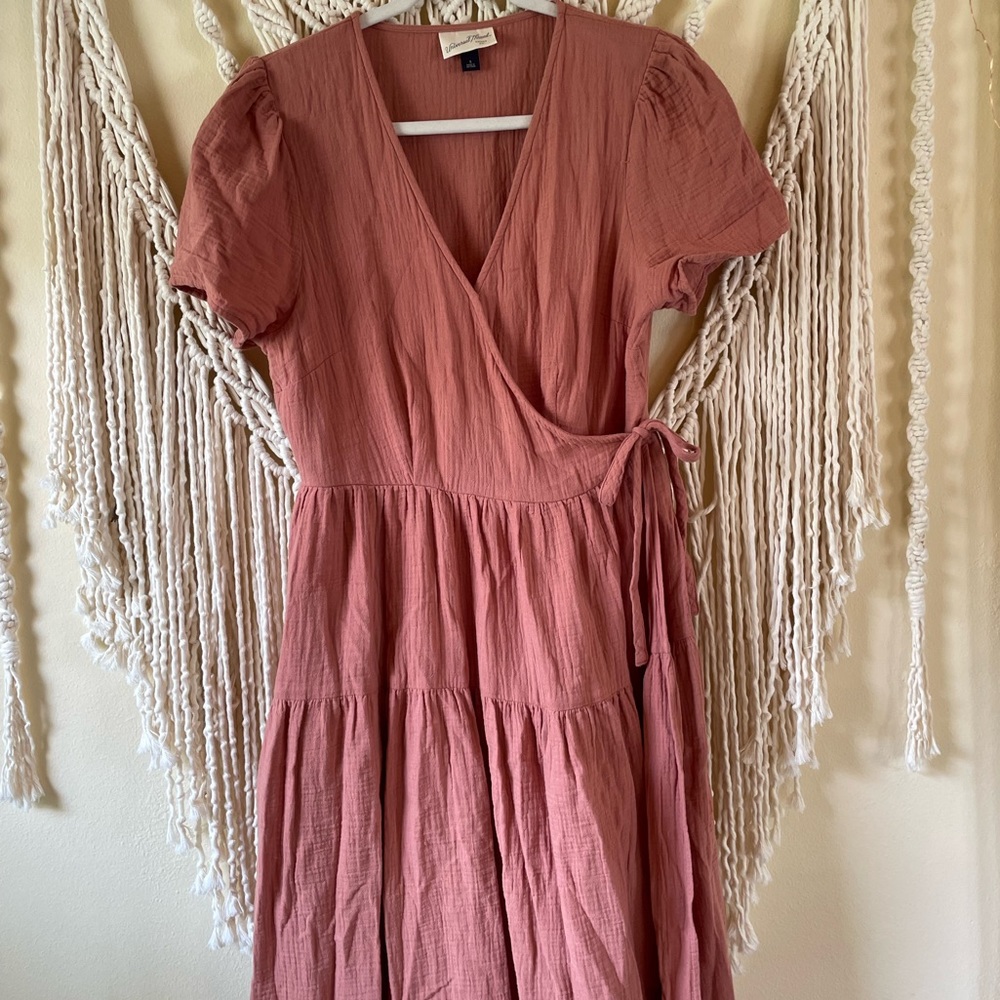 Lovely dusty rose linen wrap maxi dress